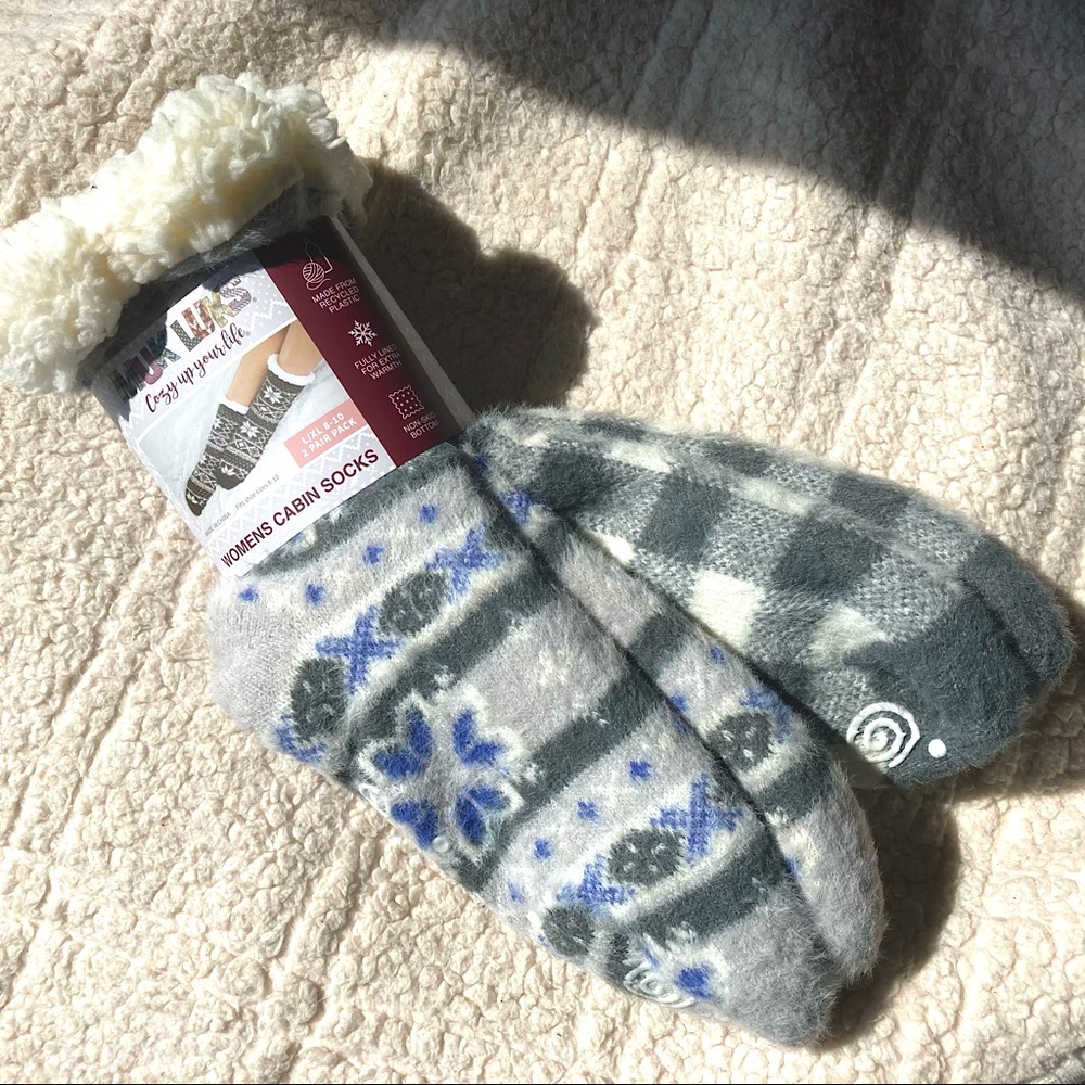 Set of 2 Muk Luks Womens Cabin Socks L/XL (8-10)